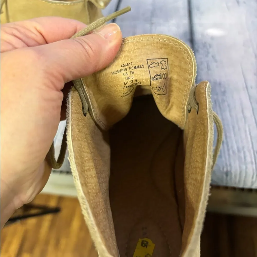 Lands End Classic Camel Brown Suede Lace Up Preppy Casual Chukka Ankle Boots 7